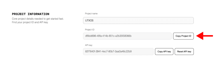 Copy project ID