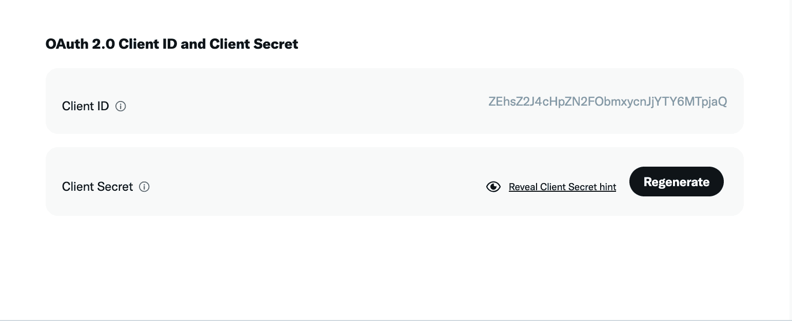 X OAuth2 credentials