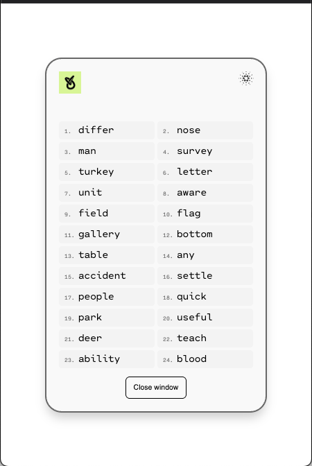 Export wallet mnemonic example
